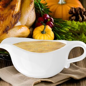 RONDURE Large White Gravy Boat - 19 oz Capacity, Microwave and Dishwasher Compatible