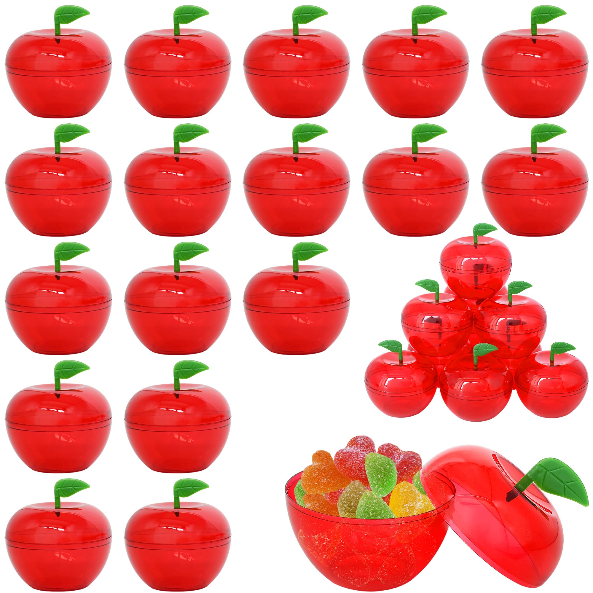 Yuronam 30 Pcs Small Plastic Apple Container Apple Shaped Candy Toy Gift Filled Containers for Christmas, Party, Valentine's Day, Wedding Decorations