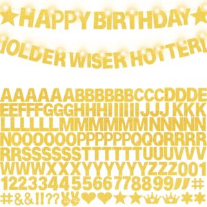 167pcs diy glitter customizable banner kit custom banner happy birthday letter banners including personalized banner decor for christmas baby shower birthday party decorations supplies(glitter gold）