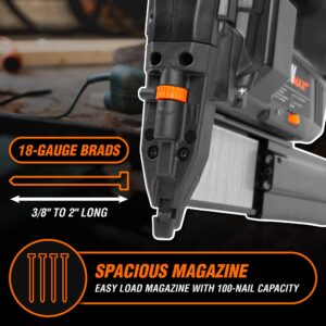 WEN 20V Max Cordless 18-Gauge Brad Nailer with 2.0Ah Battery and Charger (20512)