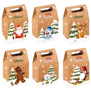 vellibring 24pcs christmas kraft candy boxes,christmas kraft paper cookies candy treat boxes bags for christmas gift wrapping boxes xmas party supplies decorations