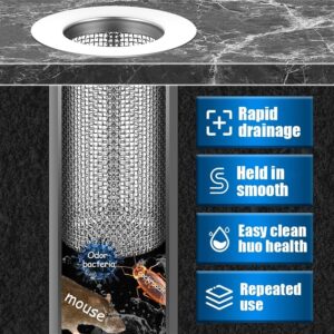 Drain Strainer,Sink Stopper,Stainless Steel Kitchen Sink Strainer Floor Drain Strainer Anti-Clogging Strainer Bathtub Hair Trap Shower Drain Strainer Drain Pipe