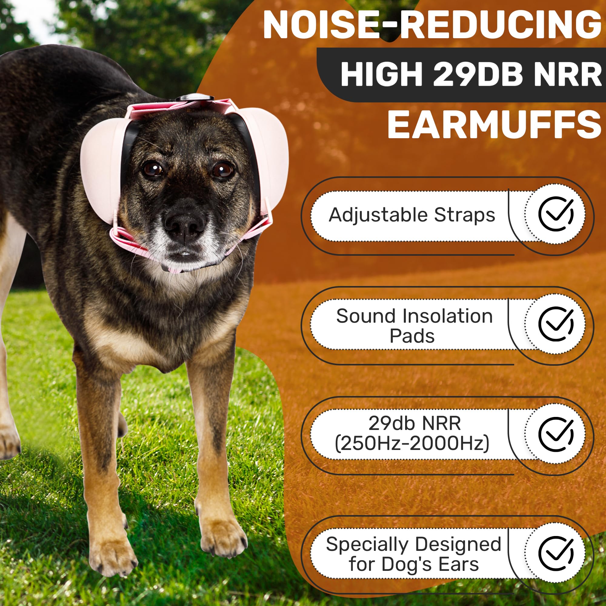 ARpaw Dog Ear Muffs for Noise Protection 29db - Noise Cancelling Headphones for Hearing Protection - Dog Ear Covers for Reduce Noise - Dog Ear Plugs for Anxiety Relief - Ear Protection (Large, Pink)