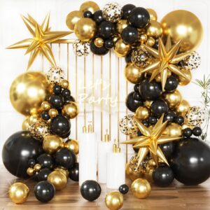 karlure black and gold balloons garland arch kit,137pcs gold black balloons for birthday party decorations retirement homecoming graduation christmas new year anniversary decorations