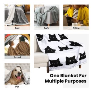 Black Cat Blanket Soft Cozy Fuzzy Flannel Cute Cats Throw Blanket for teens Kids Toddlers Kawaii Kitten Throw Blankets for Couch Bed Sofa Cat Living Room Decor Blankets Gifts for All Season 50x60 Inch