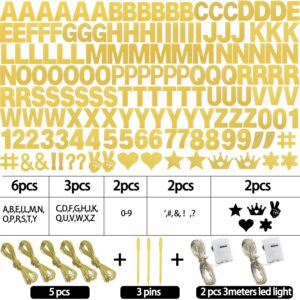 167Pcs DIY Glitter Customizable Banner Kit Custom Banner Happy Birthday Letter Banners Including Personalized Banner Decor for Christmas Baby Shower Birthday Party Decorations Supplies(Glitter Gold）