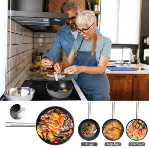 TIAJO 3-Piece Non-Stick Deep Frying Pan, Saute Pan Set - 8 Inch/1.8 Qt, 9.5 Inch/2.9 Qt and 11 Inch/4.5 Qt Skillet, Induction Compatible Cookware, Stainless Steel Handle, Oven Safe (Gray)