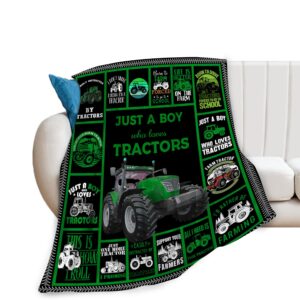 tractor blanket soft cozy just a boy who loves tractors throw blanket super warm fuzzy fluffy tractor lightweight fleece flannel gifts blankets for kids adults 50"x40"