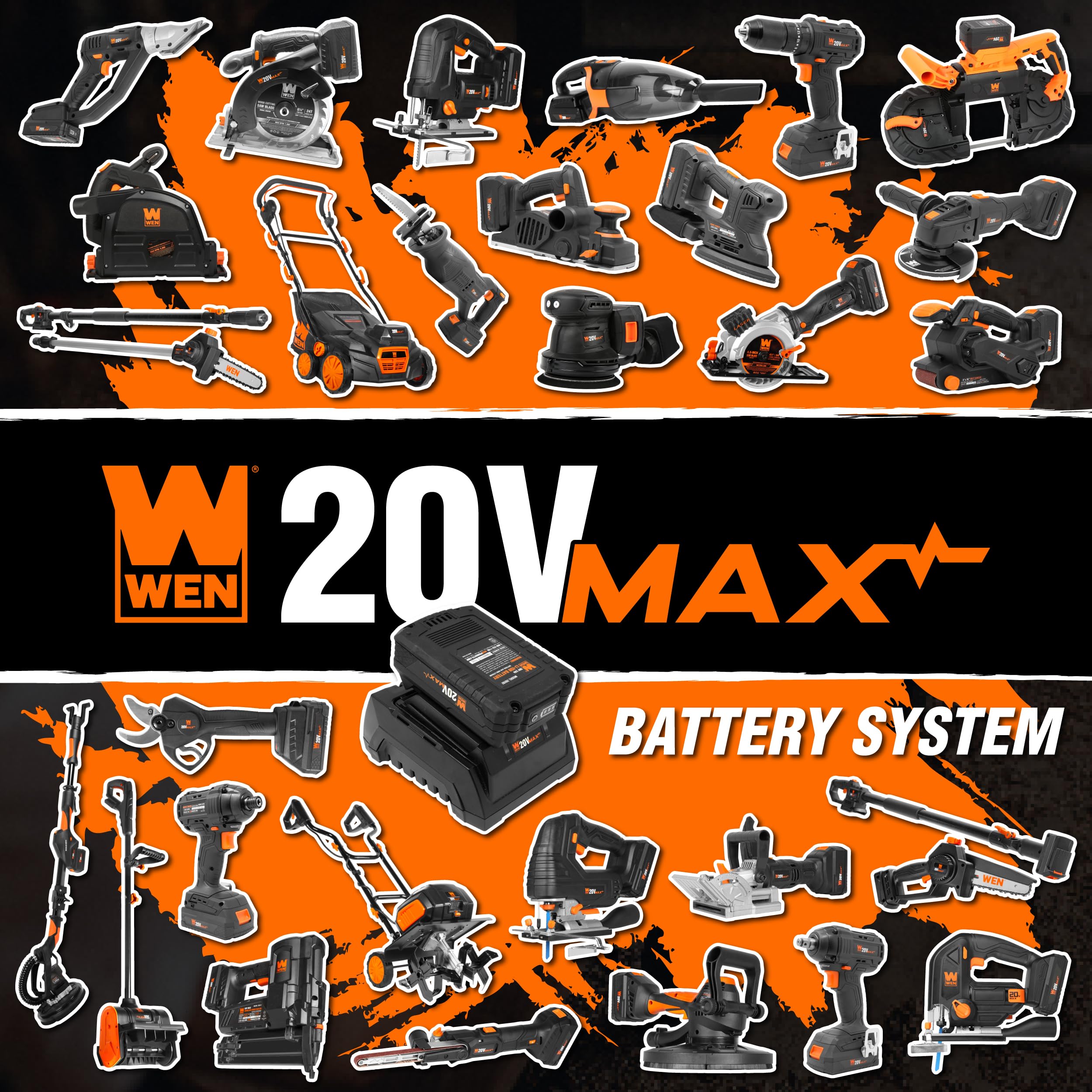 WEN 20V Max Cordless 18-Gauge Brad Nailer with 2.0Ah Battery and Charger (20512)