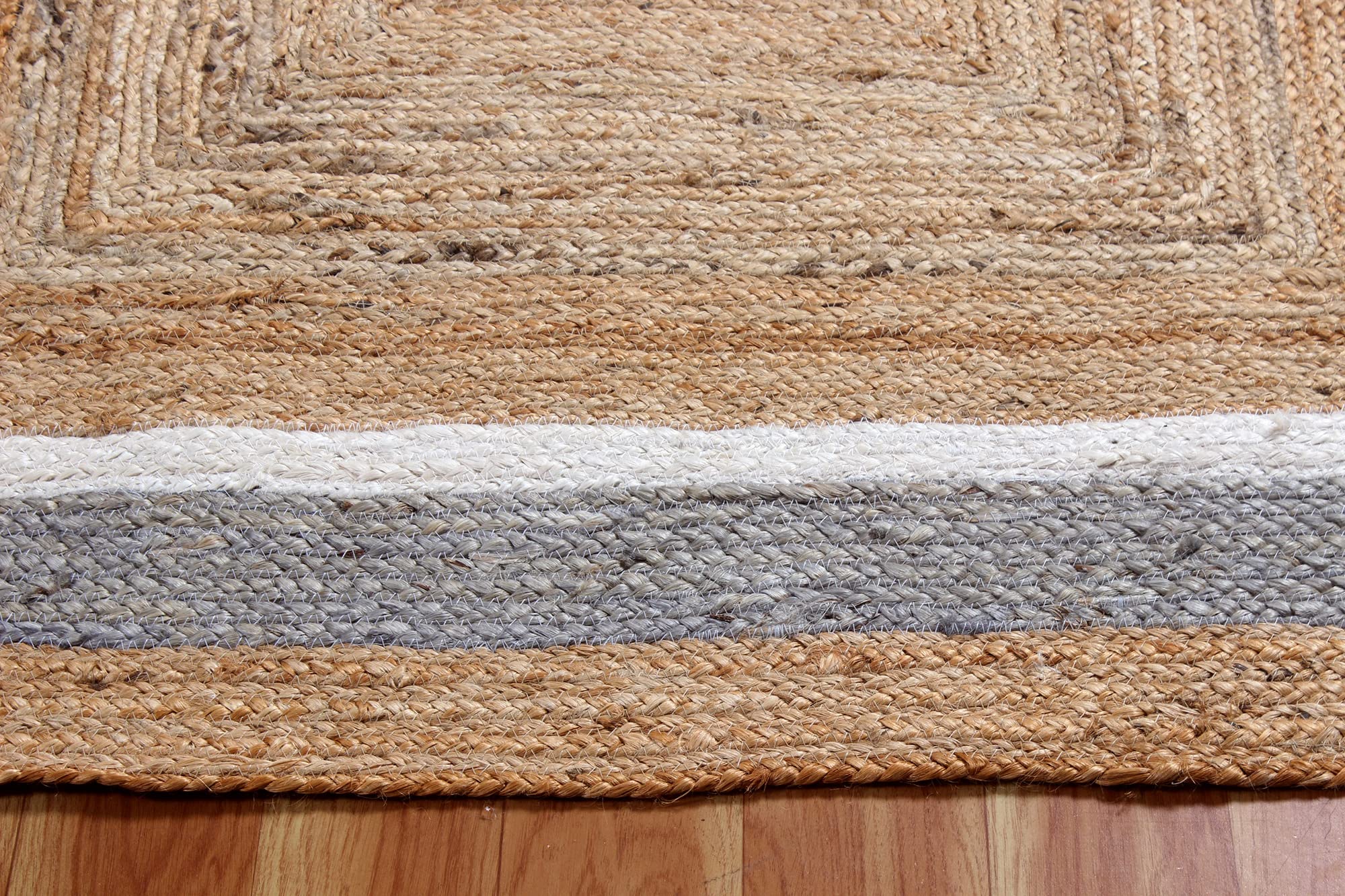 CASAVANI Heavy Material Hand Braided Jute Rug 8 Square Area Rug Kilim Rug Natural Jute Rug Beige Multi Hand Woven Rug Flatweave Rug Indoor Outdoor Rugs for Dining Room Custom Mat Hall Room