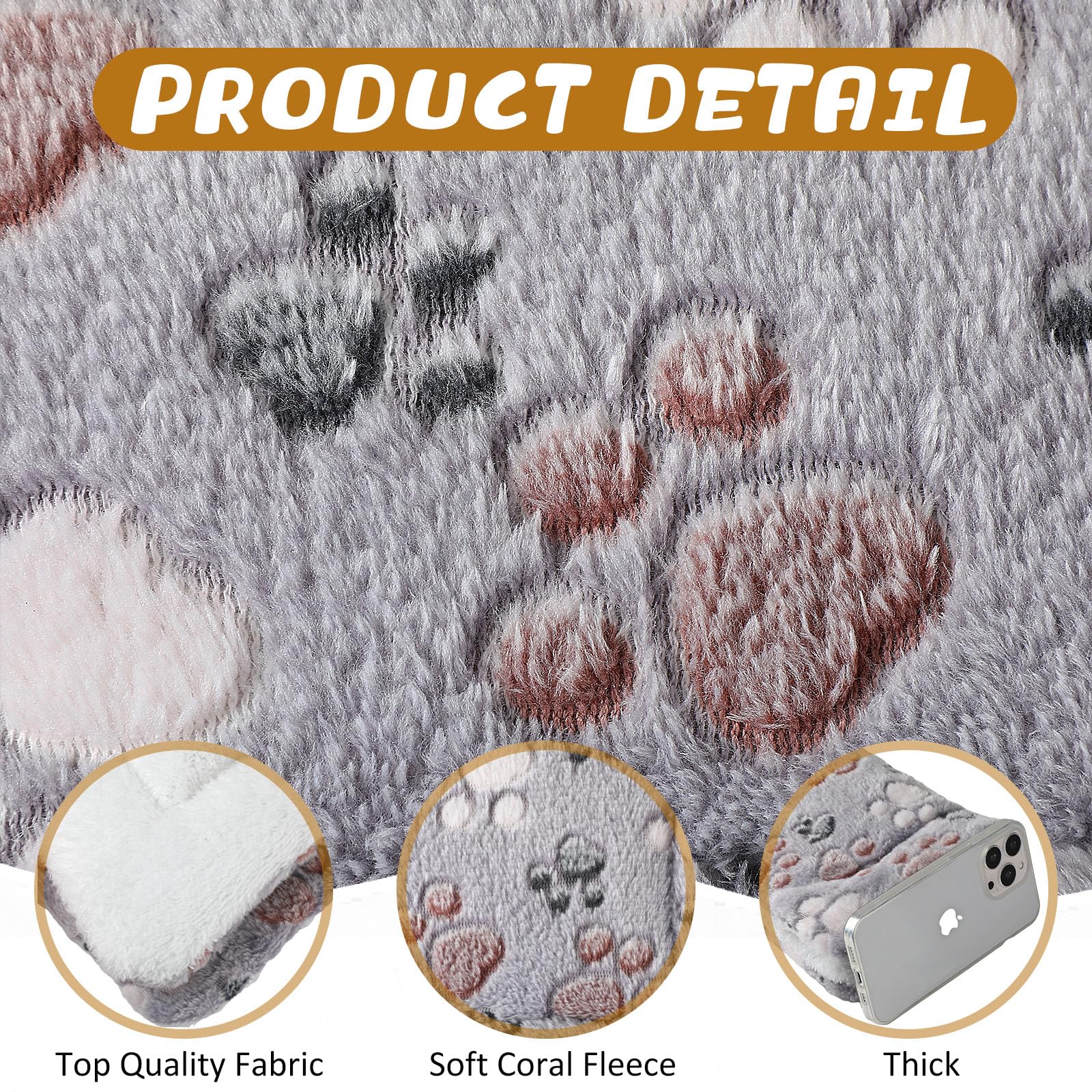 4 Pack Ultra Soft Dog Cat Bed Mat with Cute Prints Reversible Fleece Dog Crate Kennel Pad Cozy Washable Thickened Hamster Guinea Pig Bed Pet Bed Mat for Small Animals (Light Gray,13 x 19 Inches)