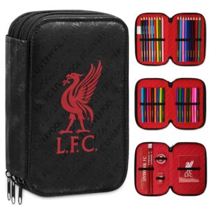 liverpool f.c. filled pencil case, colouring and stationery set - school supplies, black/red