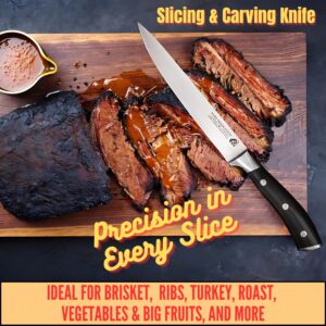 Pure Generation 8" Carving Knife for Meat - Brisket Knife, Razor Sharp German Steel Meat Knife, Slicing Knife for Turkey, Ham & Fruit, BBQ Knife, Meat Cutting Knife, Long Knife with Ergonomic Handle