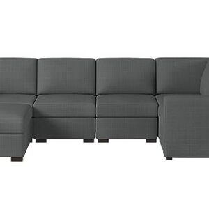 Sectional Couches for Living Room: Modular L Shaped Couch with Ottoman - Grey U Shape Sofa Furniture Set 6 Piece Modern Upholstered Oversized Daybed Sleeper Sofas