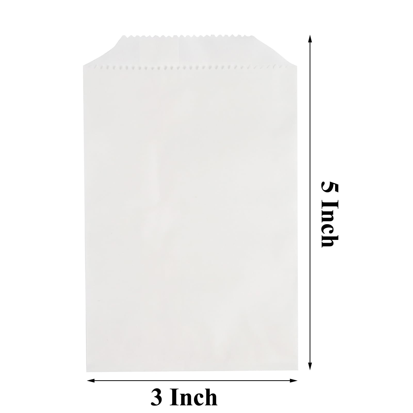 FOCCIUP 100-Pack 3x5 Inches White Kraft Paper treat Bags Flat favor bag for Party Small Gift bag Mini Size