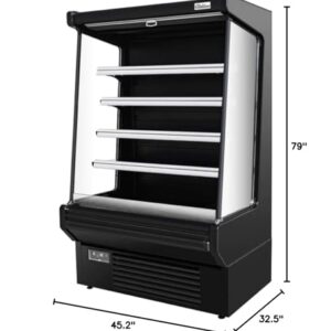 FRICOOL Food Refrigerated Display Case for Commercial Bakery Pastry Front Open Air Refrigerated Display Cooler Case, Movable Shelves and Adjustable Legs, 36~41℉ (61.4 Inches, Black)