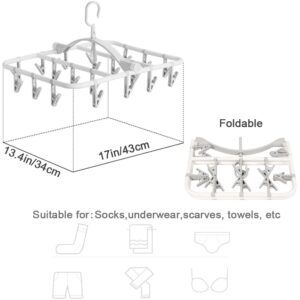 Foshine Clothes Drying Racks Foldable Clip Hangers Drip Hanger Plastic with 20 Drying Clips (Light Grey-Rectangle)