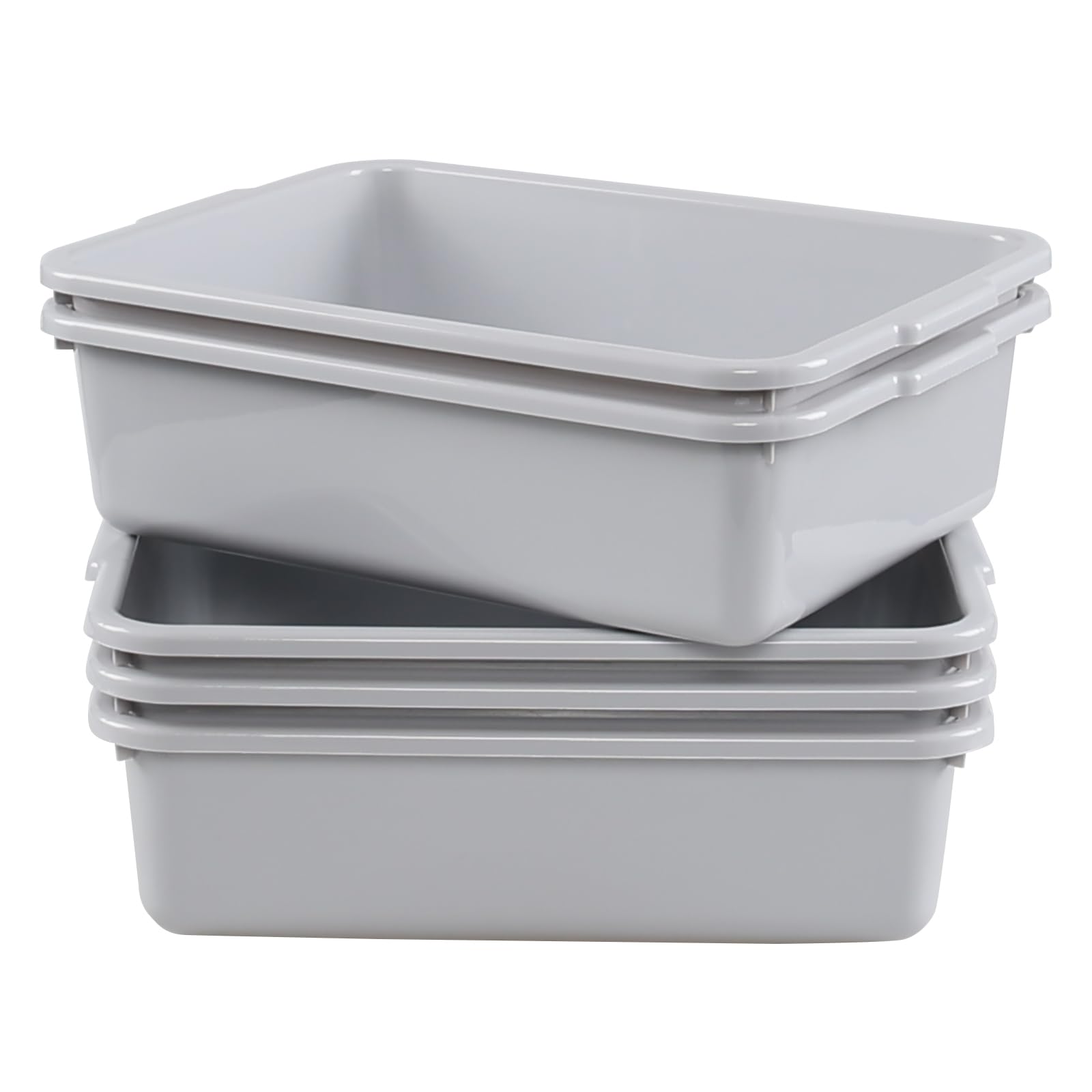 Anbers 5 Packs Plastic Dish Tubs, Commercial Bus Tub Tote Box, Grey, 8 L