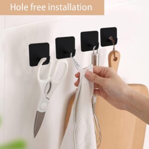 5 Pieces Self Adhesive Hooks, Black Heavy Duty Towel Wall Sticky Hooks Strong Stainless Steel Holder Coat Door Hooks for Bathrooms Kitchen Lavatory Closet Bedroom