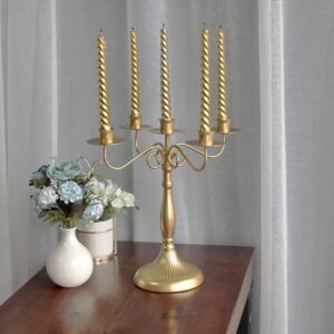 Aha Essentials - Spiral Wax Taper Candles Unscented Candlesticks Twisted Candles for Home, Wedding, Dinner Table | Pack of 6 Candle Sticks(Gold)