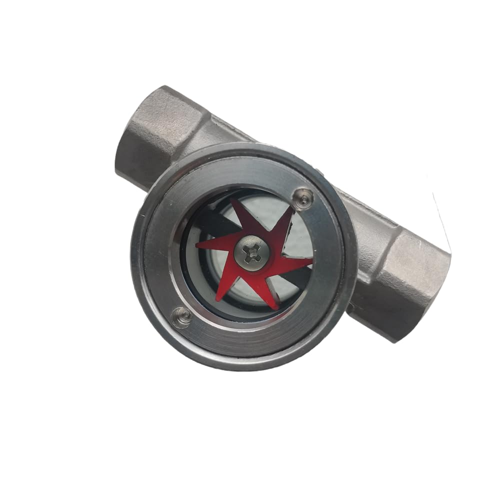 1/2" NPT Stainless Steel 304 Sight Water Flow Indicator Red Impeller 362Psi Flowmeters Pipe Accessories (DN15-1/2")