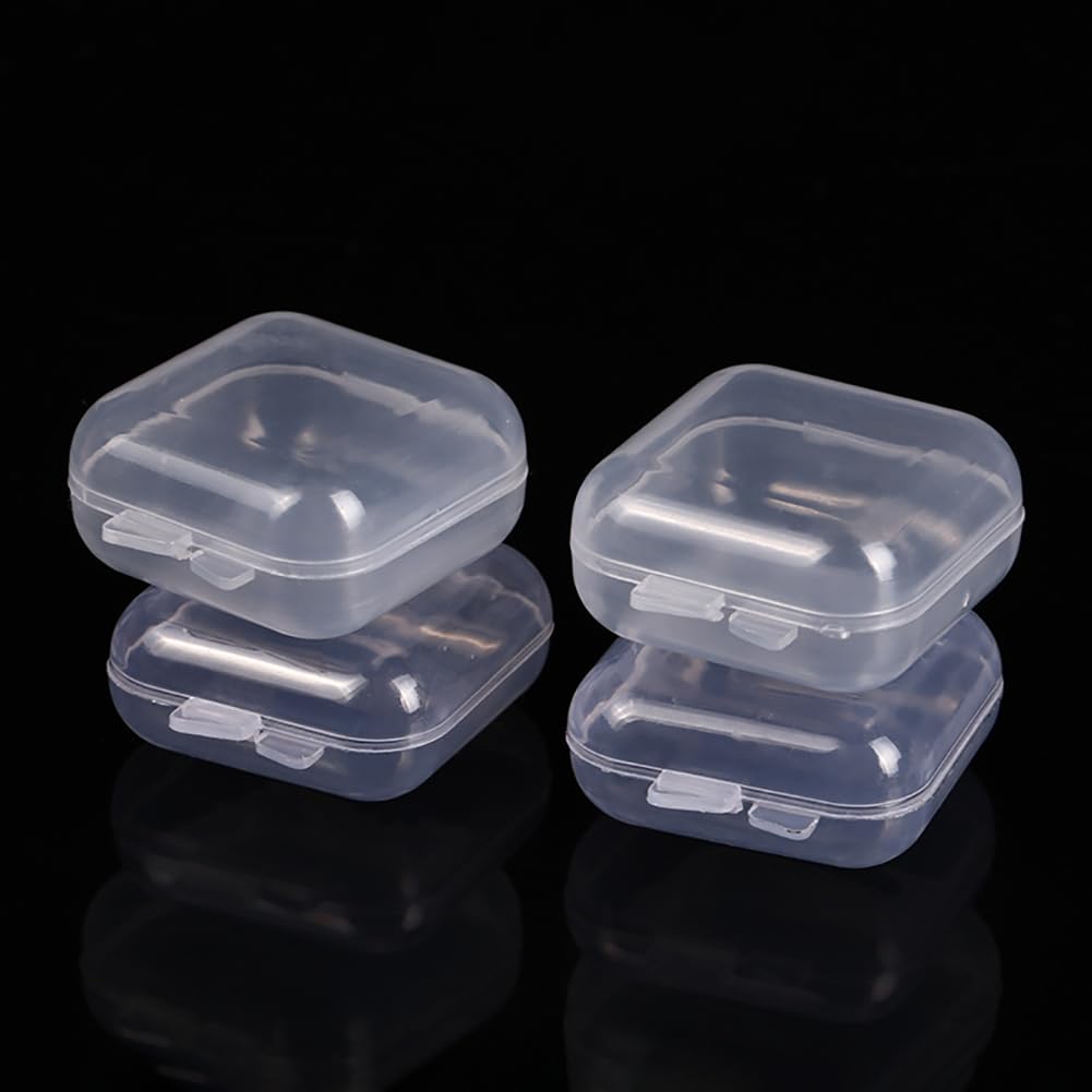 20 Pcs Mini Clear Plastic Box Ear Plug Bead Organizer Case Square Pill Case Craft Project Storage Container Small Item Earring Organizer Box