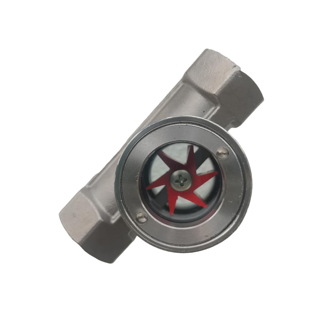 1/2" NPT Stainless Steel 304 Sight Water Flow Indicator Red Impeller 362Psi Flowmeters Pipe Accessories (DN15-1/2")