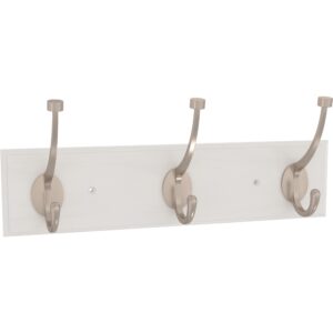 franklin brass pilltop (1-pack) 15" coat rack wall mount pure white metal hat rack with 3 hooks hanging hook rail for clothes, towels, purses, bags, kitchen, entry, closet organization b46715k-pmn-c