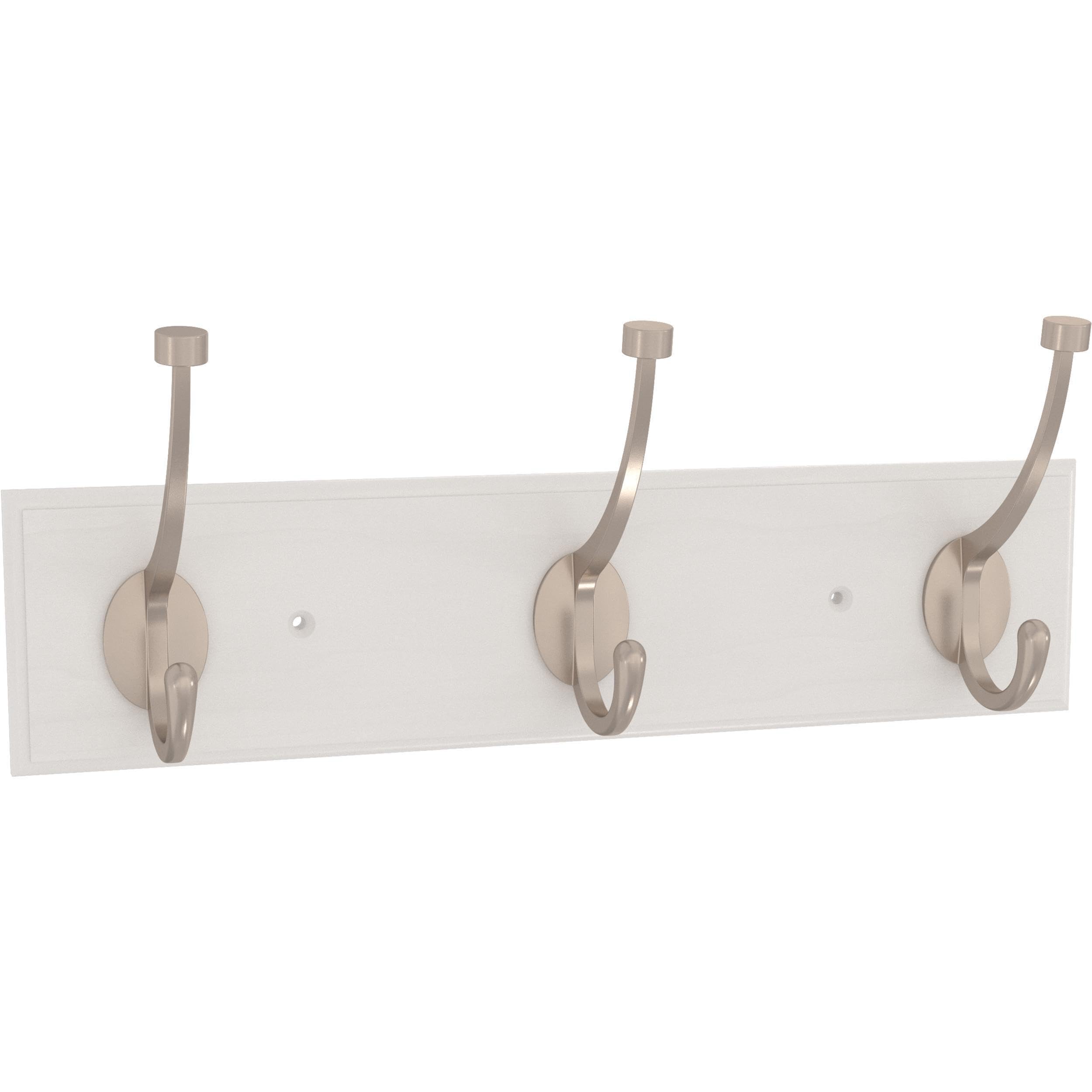 Franklin Brass Pilltop (1-Pack) 15" Coat Rack Wall Mount Pure White Metal Hat Rack with 3 Hooks Hanging Hook Rail for Clothes, Towels, Purses, Bags, Kitchen, Entry, Closet Organization B46715K-PMN-C