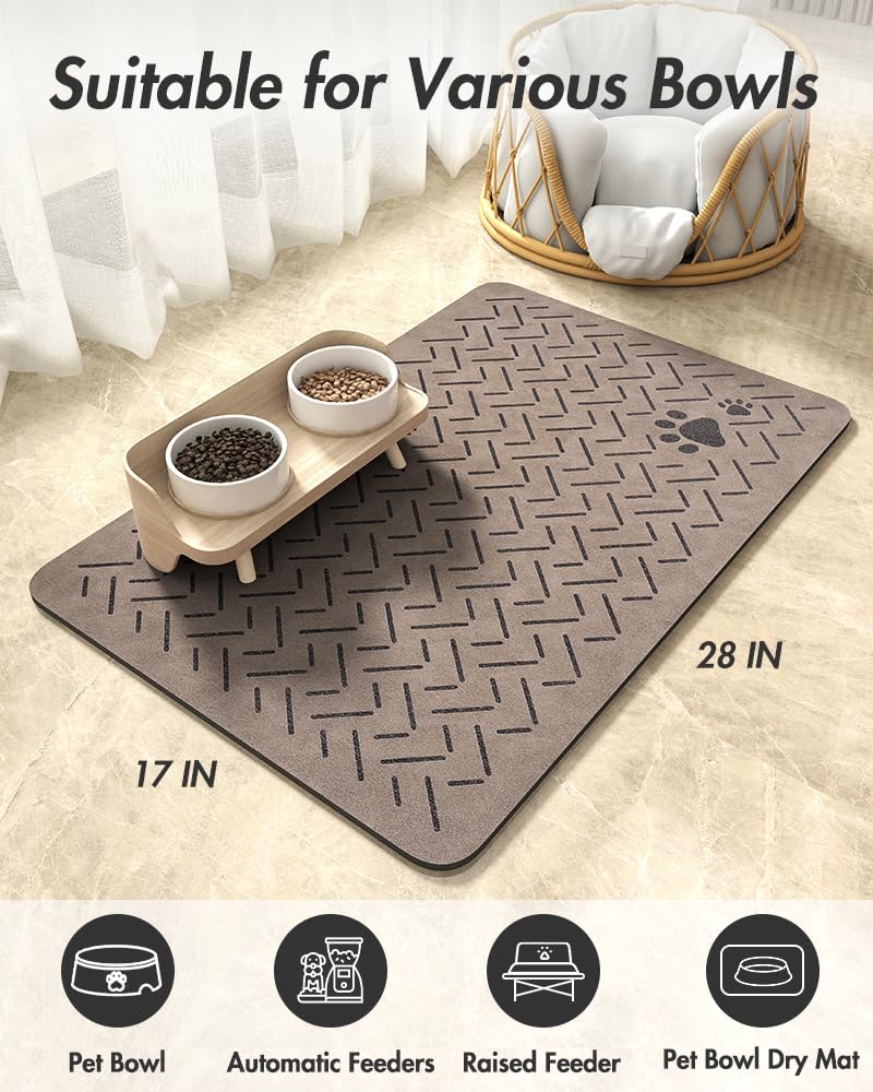 MontVoo-Absorbent Pet Feeding Mat-No Stains Quick Dry Dog Mat for Food and Water Bowl-Rubber Backing Dog Food Mat Dog Water Dispenser Mat-Dog Accessories Pet Supplies-Dog Water Bowl for Messy Drinkers