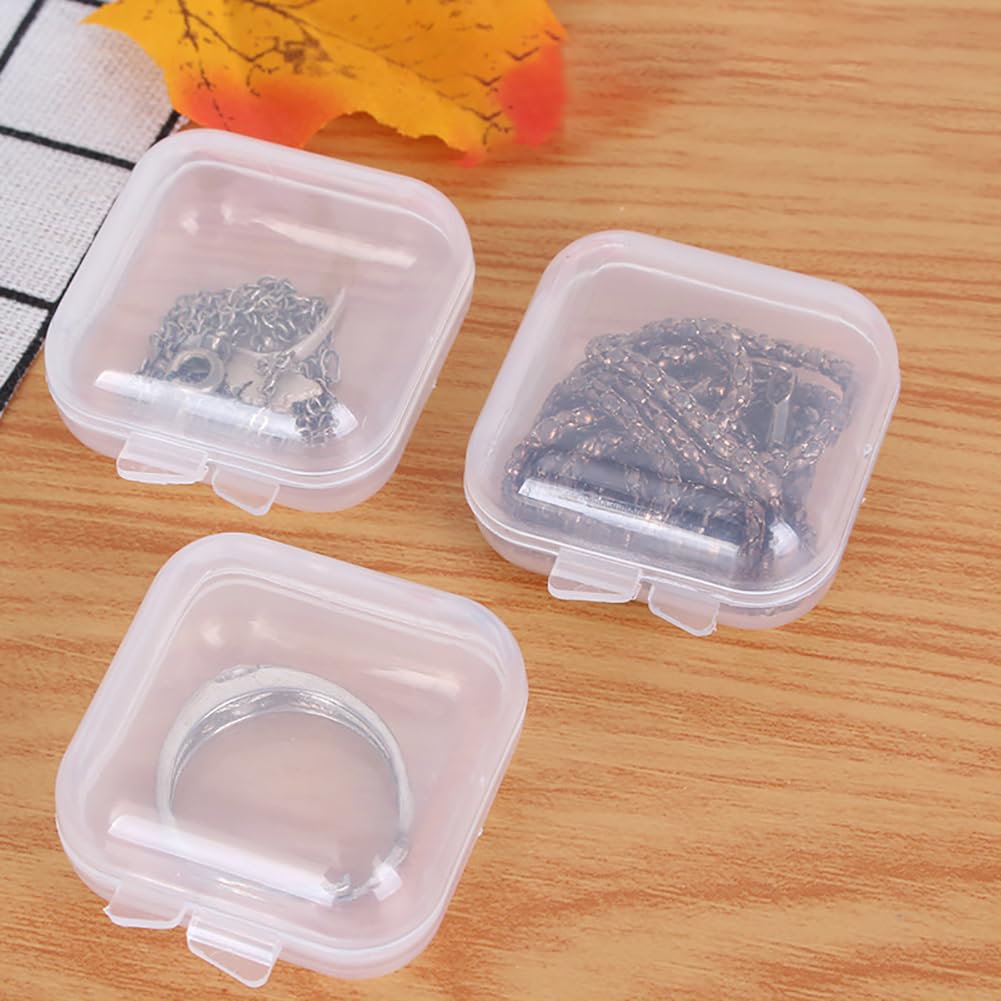 20 Pcs Mini Clear Plastic Box Ear Plug Bead Organizer Case Square Pill Case Craft Project Storage Container Small Item Earring Organizer Box