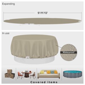 INFRANGE-Patio Furniture Covers 9' Waterprrof UV Resistant Heavy Duty Cover for Outdoor Round and Rectangle Table Chair Sofa Beige