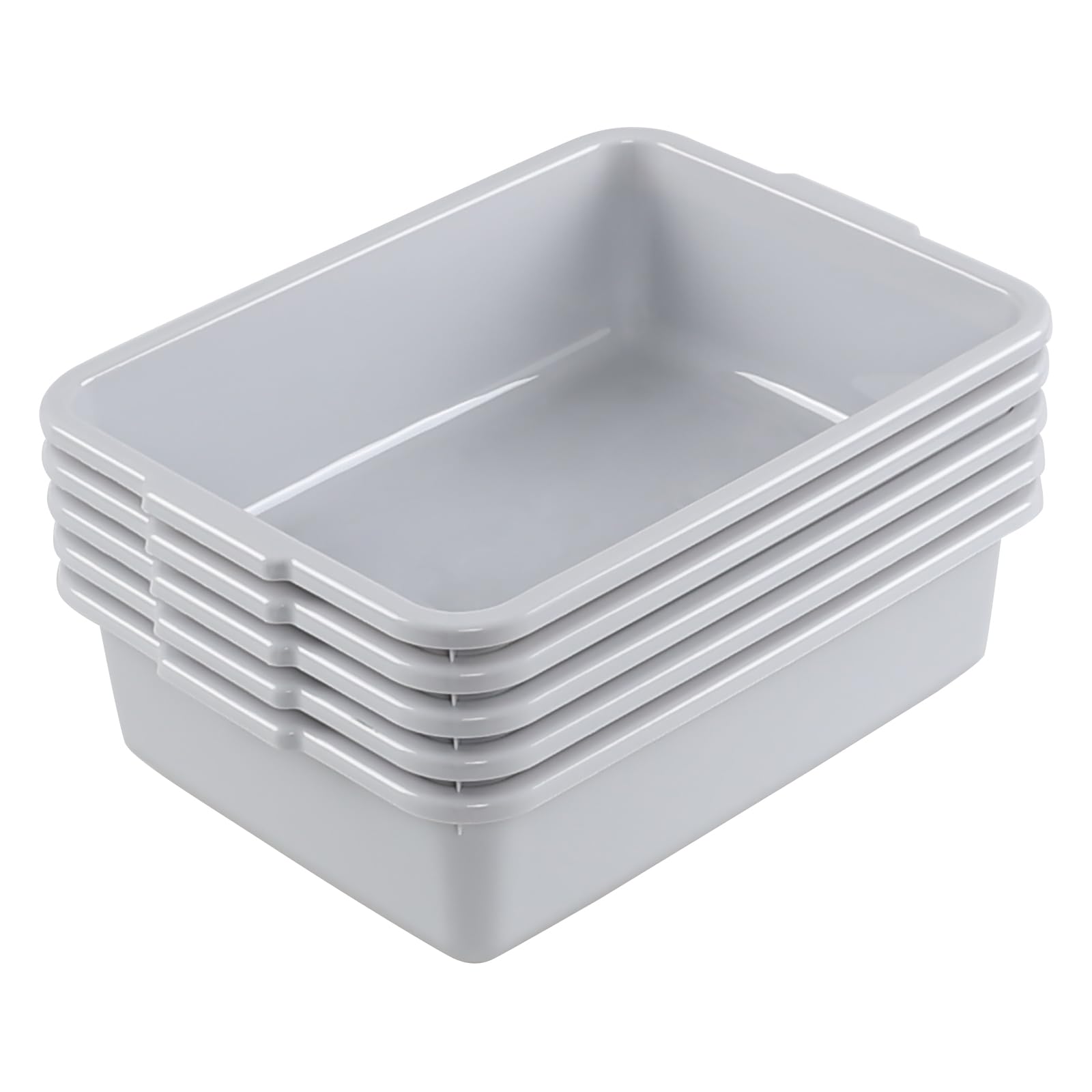 Anbers 5 Packs Plastic Dish Tubs, Commercial Bus Tub Tote Box, Grey, 8 L