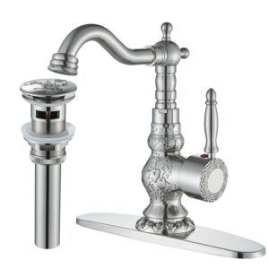 senlesen brushed nickel swivel spout bathroom faucet vanity sink mixer tap and pop up drain with overflow