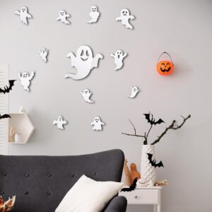 24Pcs Halloween Wall Decor Halloween Ghost Wall Stickers Decals 3D Reusable Ghost Wall Decoration White Spooky Wall Decals for lndoor Outdoor Window Home Room Halloween Party Decorations Supplies