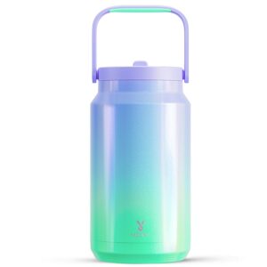 meoky 50 oz tumbler with handle, stainless steel vacuum insulated water bottle, keeps cold for 36 hours, 100% leak proof, bpa-free, non-slip base (fairyland)