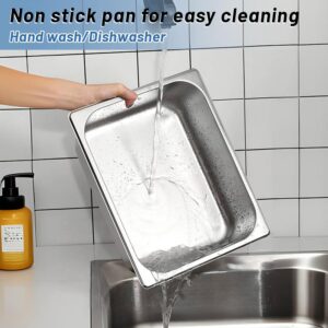 NDSWKR 4 Pack Half Size Hotel Pans, 1/2 Size 2.6 Inch Deep Stainless Steel Steam Table Pan, Anti-Jam Food Pan Chafing Pan for Home, Hotel, Party Catering Supplies