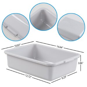 Anbers 5 Packs Plastic Dish Tubs, Commercial Bus Tub Tote Box, Grey, 8 L