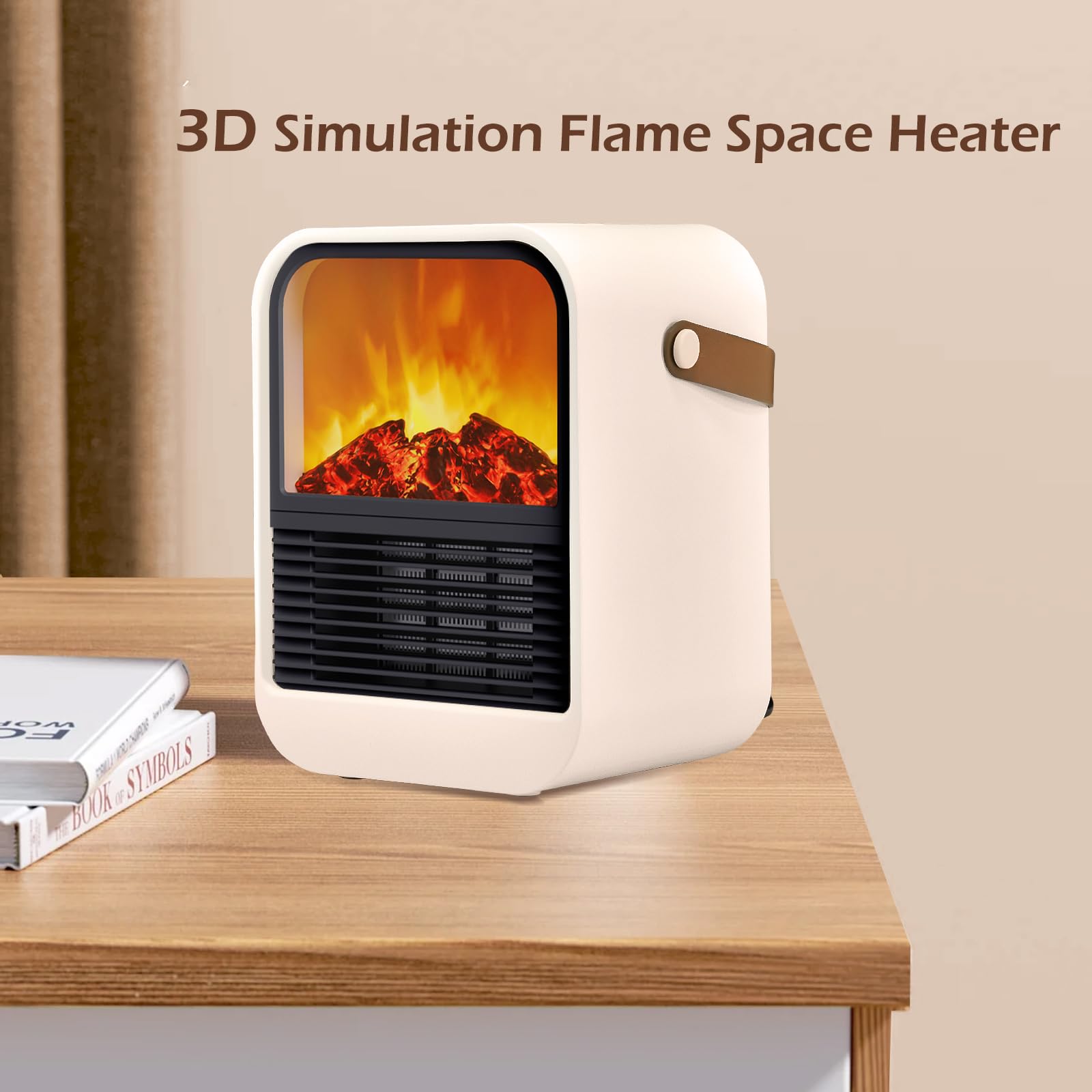 nediea Space Heater, Portable Heater with Realistic 3D Flame, 1000W PTC Ceramic Fast Heating, Quiet and Safe Electric Heaters for Indoor Use, Office, Bedroom and Desk