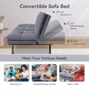 Hcore, Convertible Sleeper, Memory Foam Futon Couch,Loveseat Bed,Small Splitback Modern Sofa Sofabed, Grey