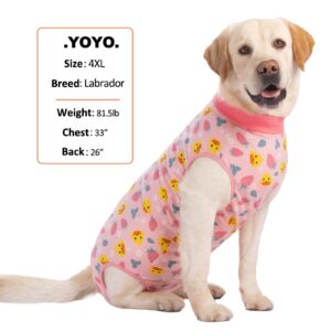 Recovery Suit for Dogs After Surgery, Large Medium Dog Recovery Onesie Surgical Suit for Prevent Licking Cone Alternative, Soft Cotton Covers Wound Body Suit for Male Female Dogs(4XL,Duck Pink)