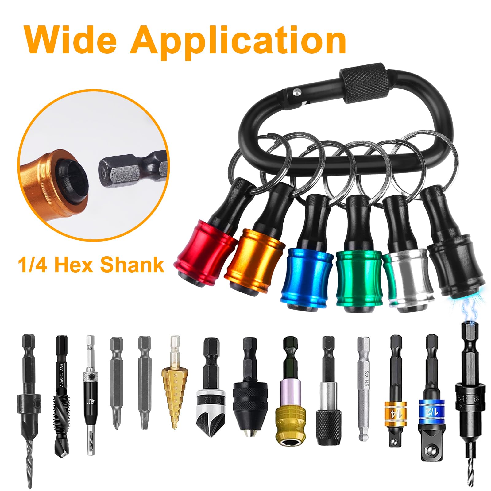 Stocking Stuffers for Men Bit Holder Tools Gifts for Men Gifts Christmas Screwdriver Drill Bit Holder Keychain 1/4 Hex Shank Socket Impact Extension Bar Cool Stuff Gadgets Idea Gifts for Dad Adult Him