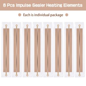 Impulse Sealer Replacement Parts, 8 Pcs Sealer Replacement Element Grip, Heat Seal Strips for 8 Inch Heat Sealer Machine, Impulse Sealer Spare Repair Parts Kits for Most Hand Sealers (2x200 mm)