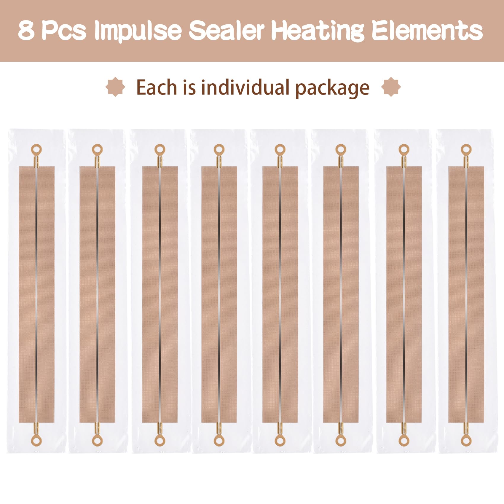 Impulse Sealer Replacement Parts, 8 Pcs Sealer Replacement Element Grip, Heat Seal Strips for 8 Inch Heat Sealer Machine, Impulse Sealer Spare Repair Parts Kits for Most Hand Sealers (2x200 mm)