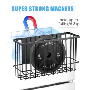 NiHome Magnetic Metal Basket Organizers 2PCS Medium & Small, Versatile Storage for Kitchen & Office Holds Up to 14 lbs, Easy Attach to Refrigerator or Any Magnetic Surface, Space-Saving Design (White)