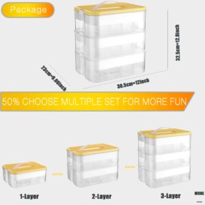 Kids Toy Organizer for Lego Stackable Storage Compartments Bins With Base Plates Lids 3 Tiers Clear Building Bricks Board Game Puzzle Boxes Plastic Craft Sorting Separator Travel Chest Case