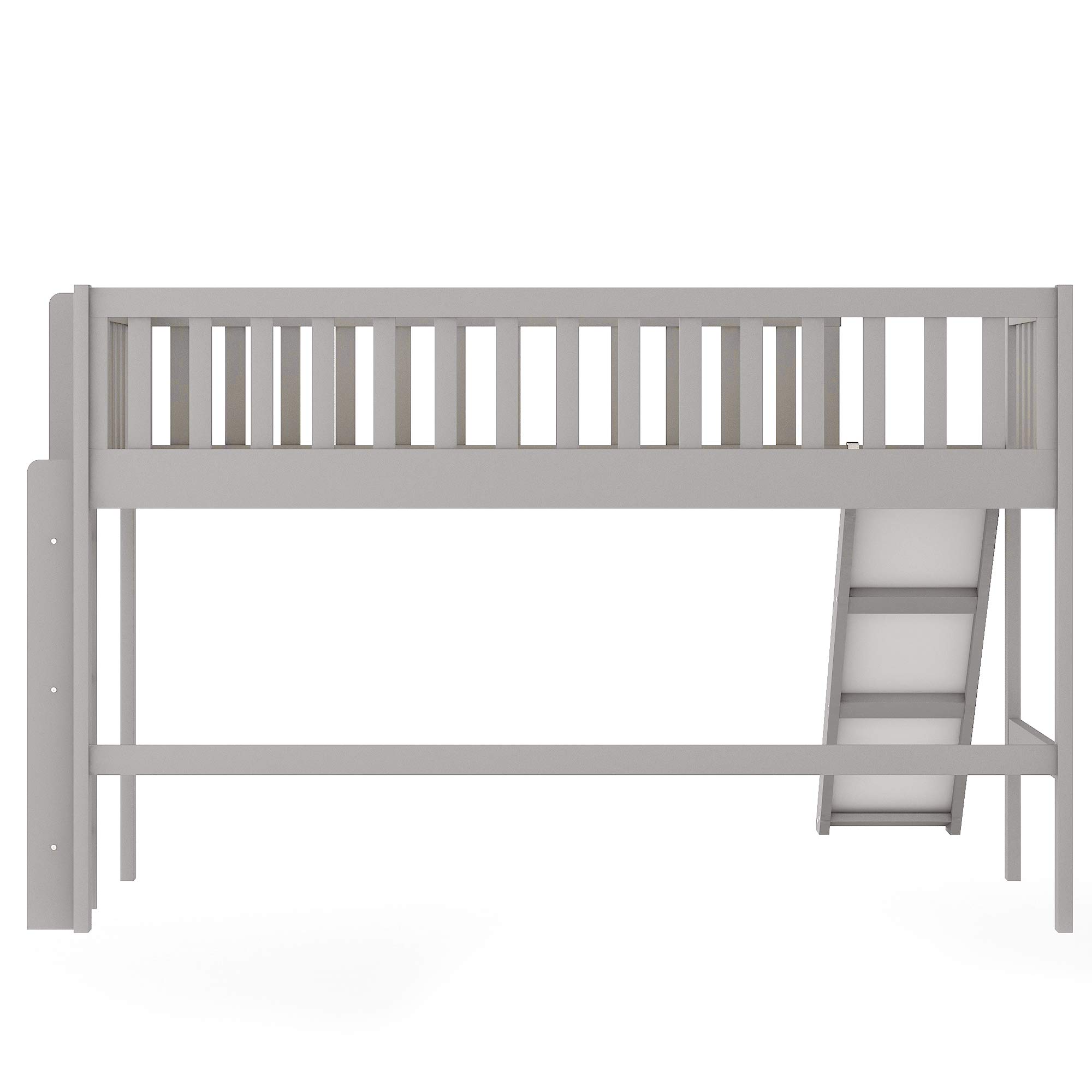 Bellemave Twin Size Loft Bed for Kids,Low Loft Bed with Slide and Ladder,Wood Loft Bed Twin for Girls Boys,Grey