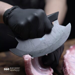 Dalstrong Ulu Knife - 7 inch - BATMAN™ Shadow Black Edition - High Carbon 7Cr17MoV Steel - Black Titanium Kitchen Chef Knife - Rocking, Mincing, Slicing Meat & Herb Knife - G10 Handle - Sheath Cover