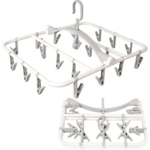 foshine clothes drying racks foldable clip hangers drip hanger plastic with 20 drying clips (light grey-rectangle)