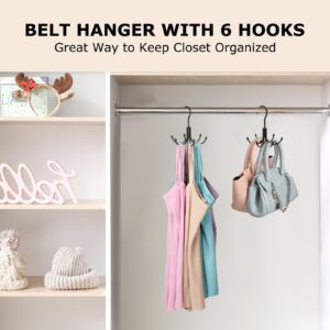 Belt Hanger, HOMEBROS Black 360° Rotatable Metal Belt Rack Organizer for Closet Space Saving Belt Hooks Maximum 24 Storage Capacity for Belt Tie Tank Top Bra Scarf Hat Purse - 1 Pack